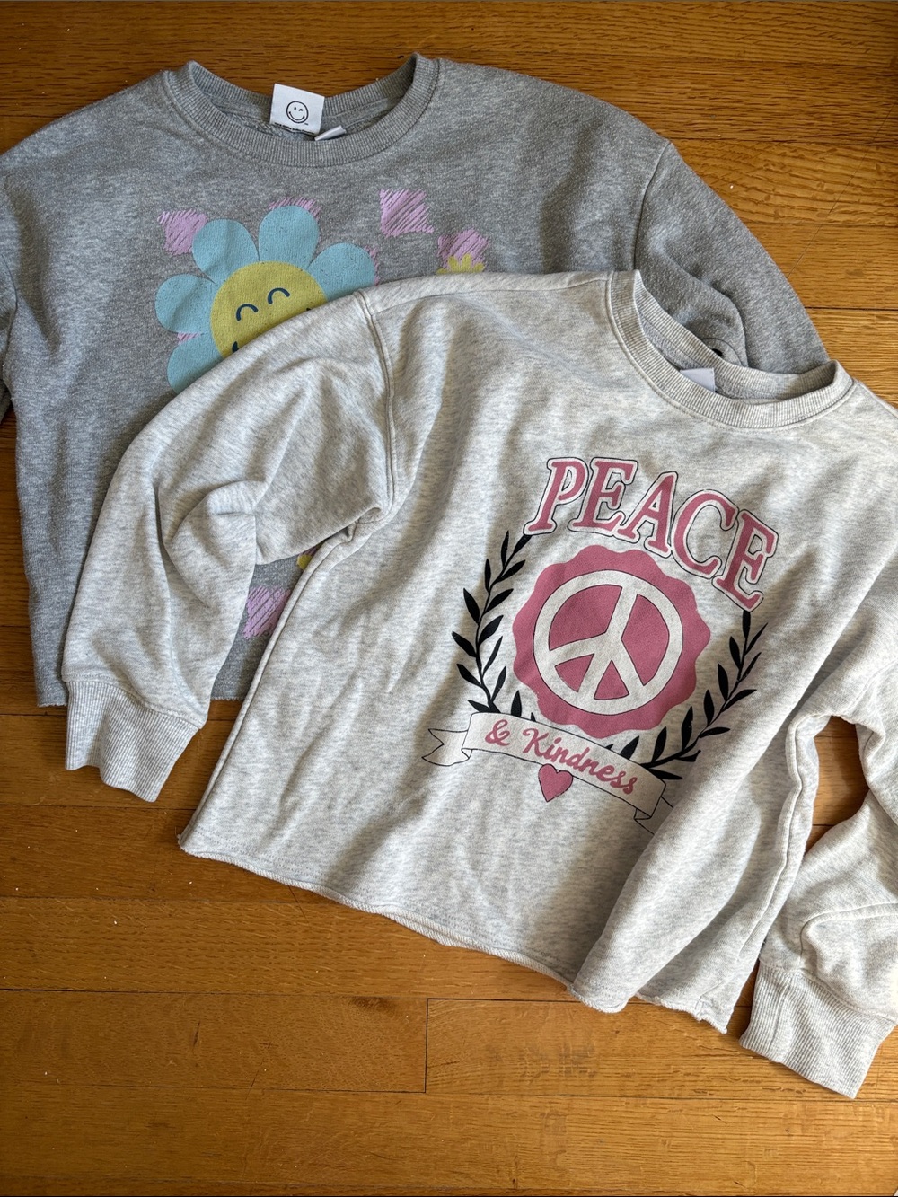 X2 girls (medium: size 8) cropped Graphic Sweatshirts: old navy and smileyworld